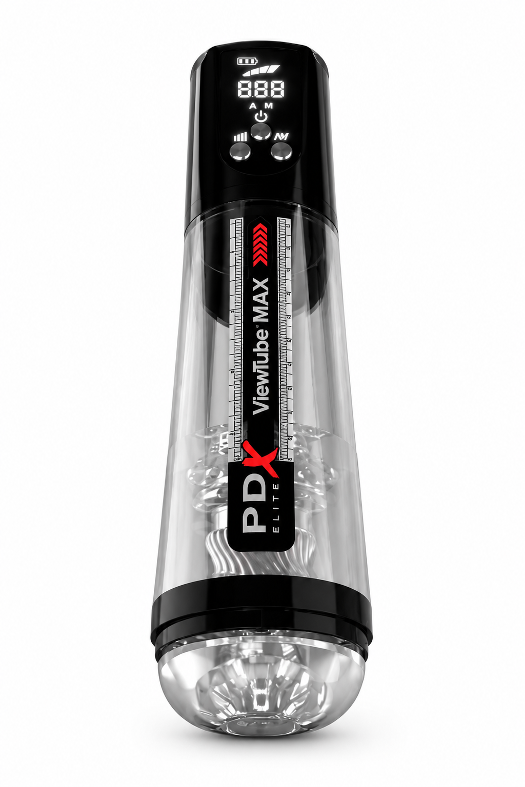 PDX Elite Viewtube Max View Black – Automatyczny Stymulator z Funkcją Ssania, Wibracjami i Podświetleniem LED