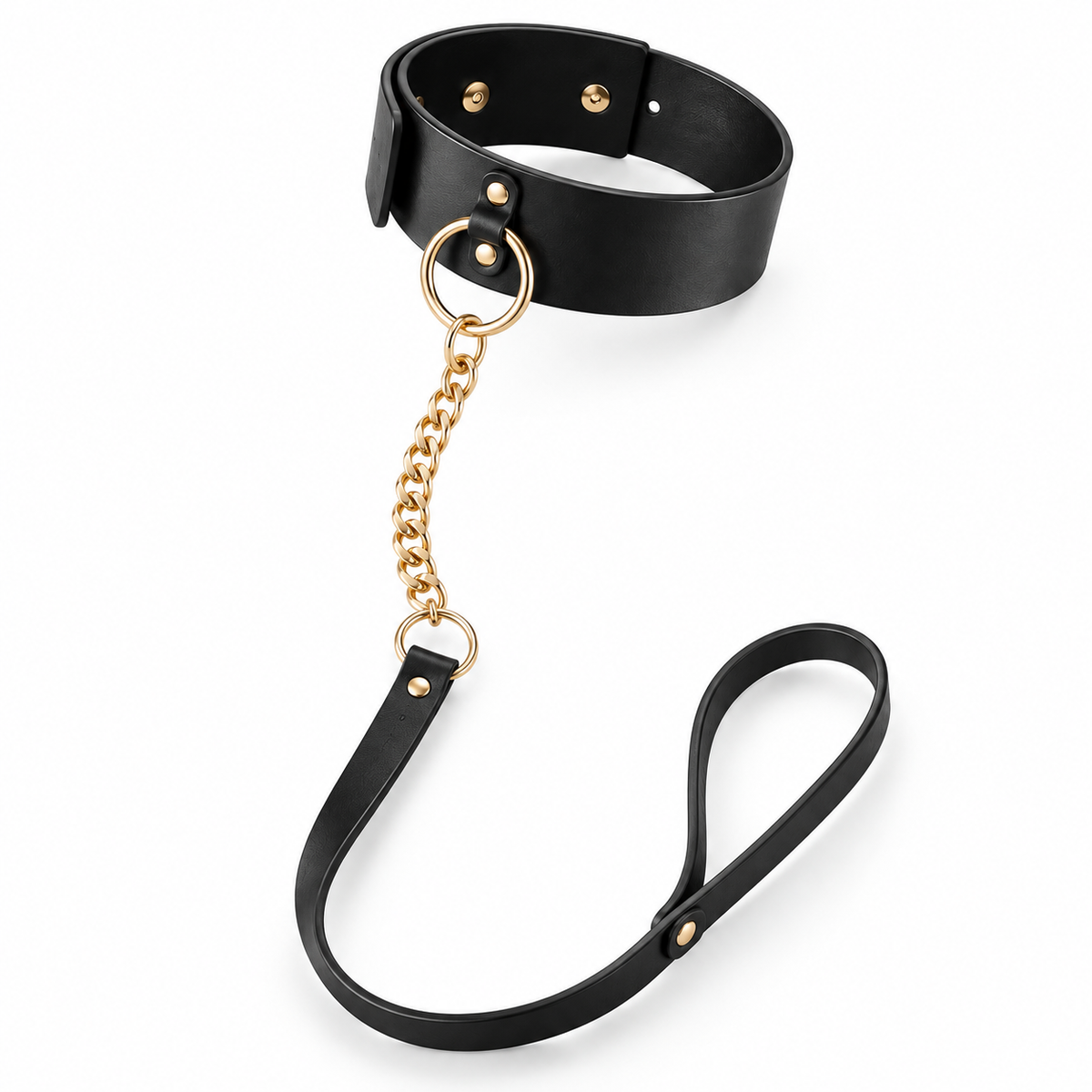 Bijoux Indiscrets Choker – zmysłowa obroża BDSM ze złotym łańcuszkiem i smyczą
