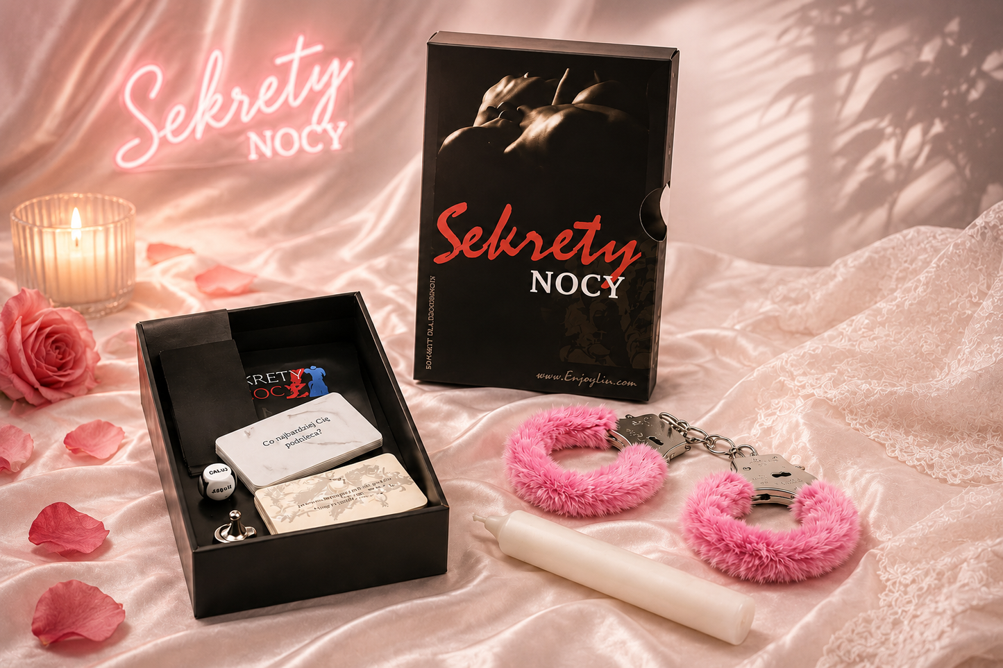 Sekrety Nocy – Gra dla Par 18+ | Gra Erotyczna | Romantyczny Prezent | Wieczór We Dwoje