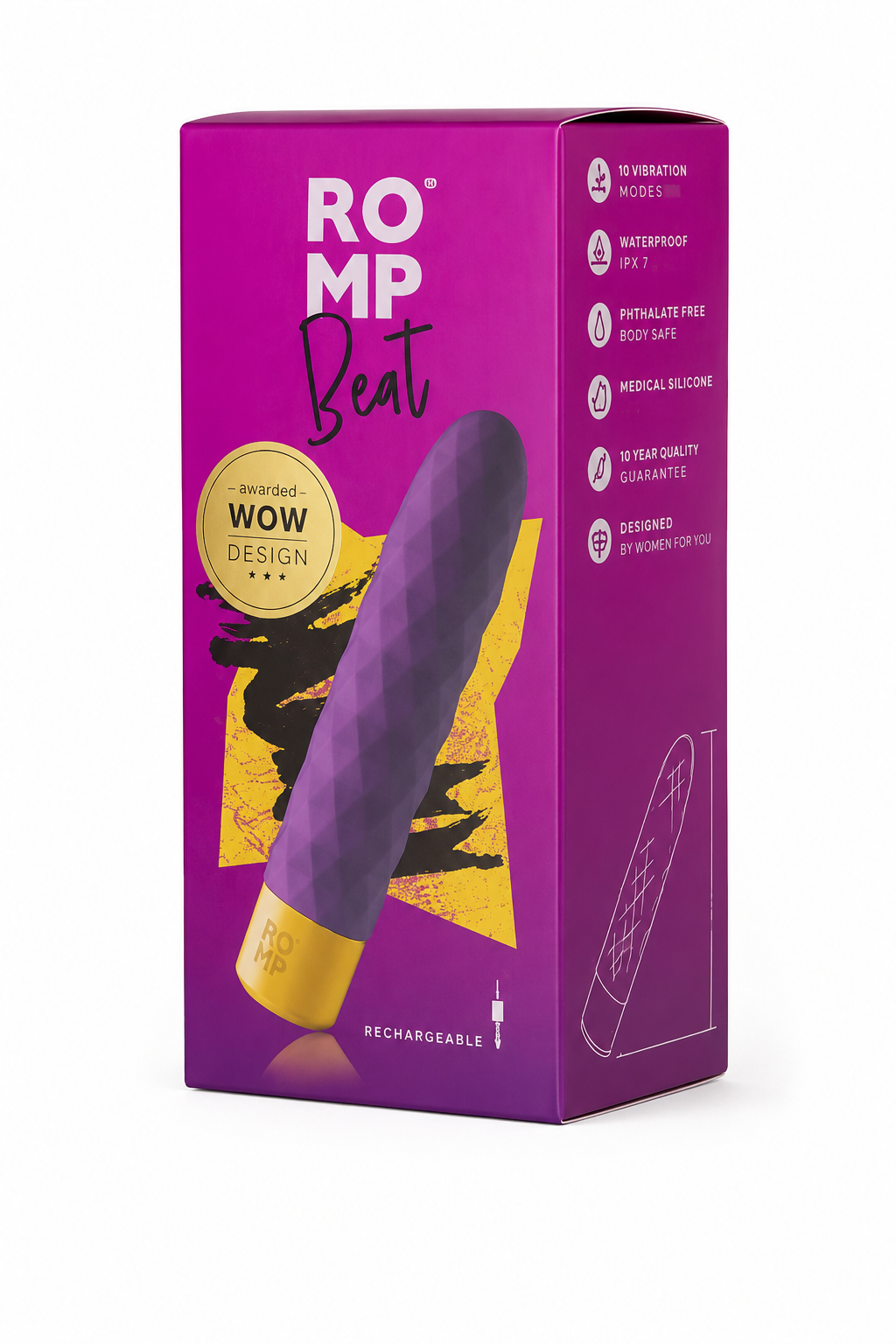 Romp Beat Miniwibrator Bullet Silikon Medyczny Wodoodporny USB 4 Tryby