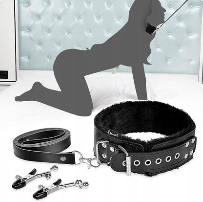 zestaw erotyczny BDSM 10 części dla par, kajdanki, pejcz, knebel, klipsy